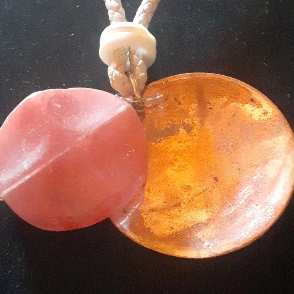 Elegant Copper Tone and Pink Pendant Necklace